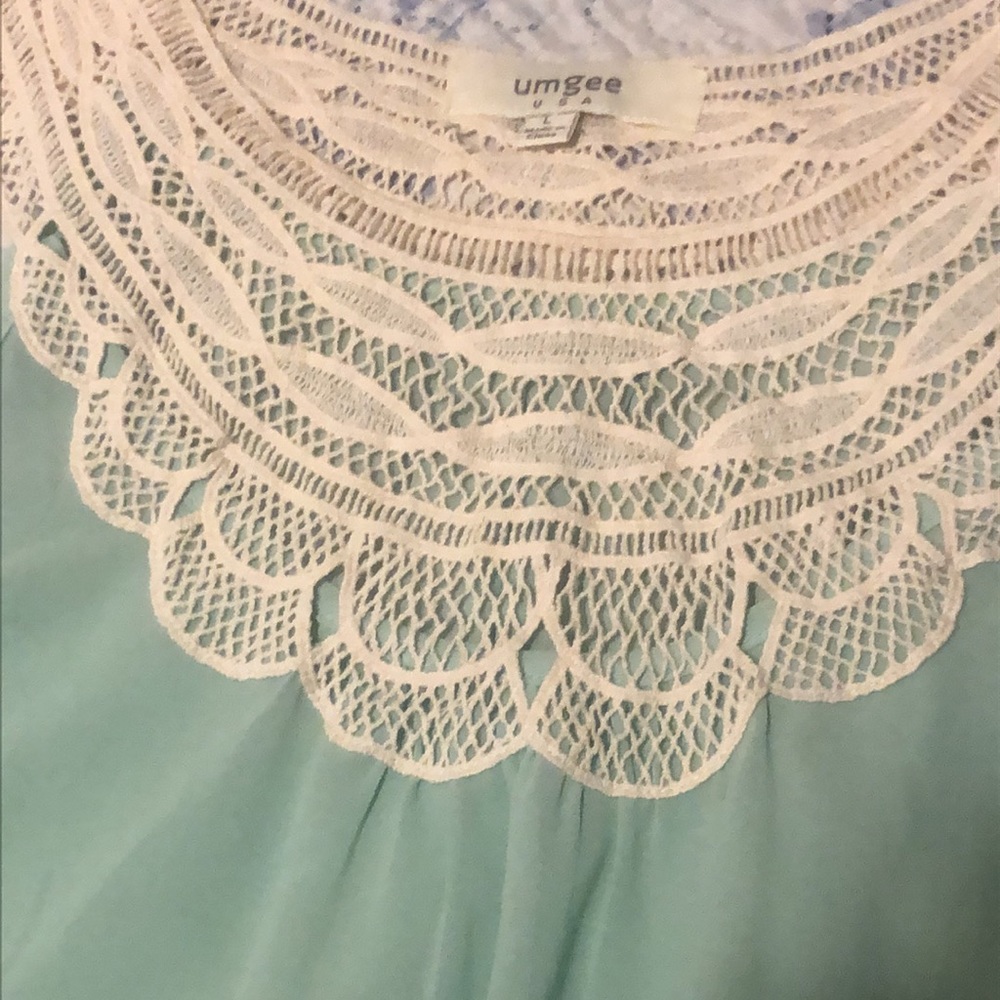 Umgee Mint Crochet Sleeveless Blouse - Picture 3 of 6